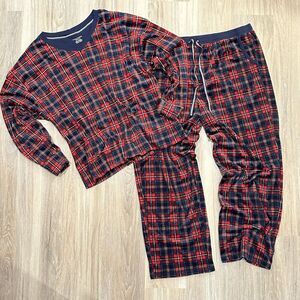 NAUTICA Women's Red Blue Plaid PJ's Small Pajamas Soft Fleece Lounge Set Siz XXL